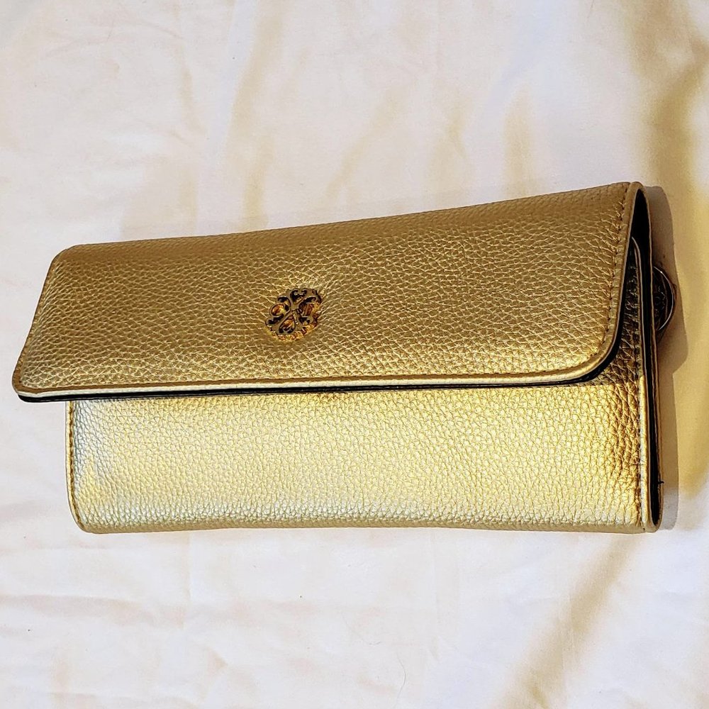 Christian Lacroix Gold Metallic Tri-fold Wallet